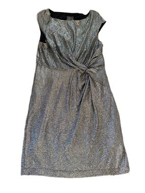 Silver Metallic Knot-Detail Sleeveless Dress